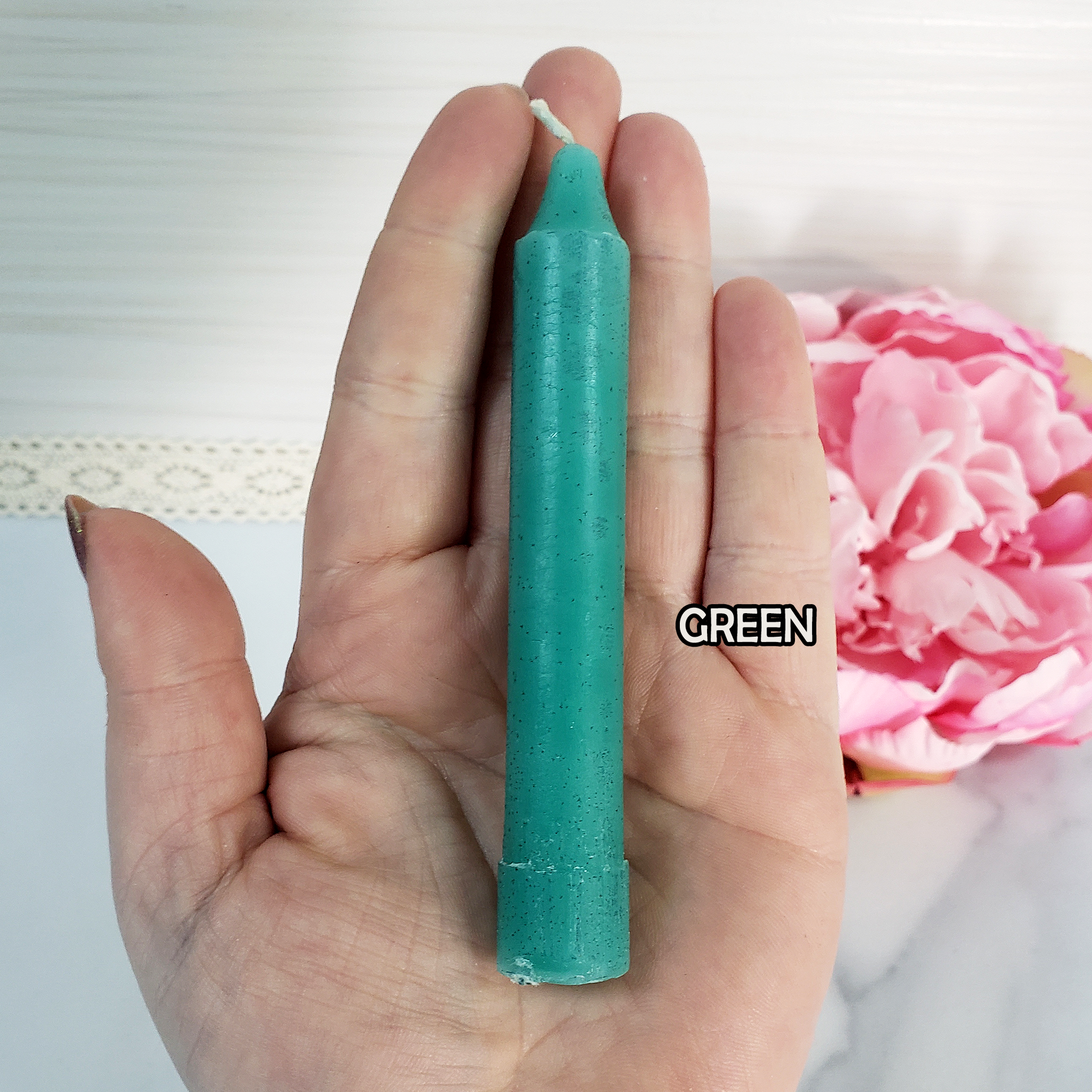 Colorful Paraffin Wax Chime Candle for Candle Magic &amp; Rituals | Choose Your Color - Green Candle