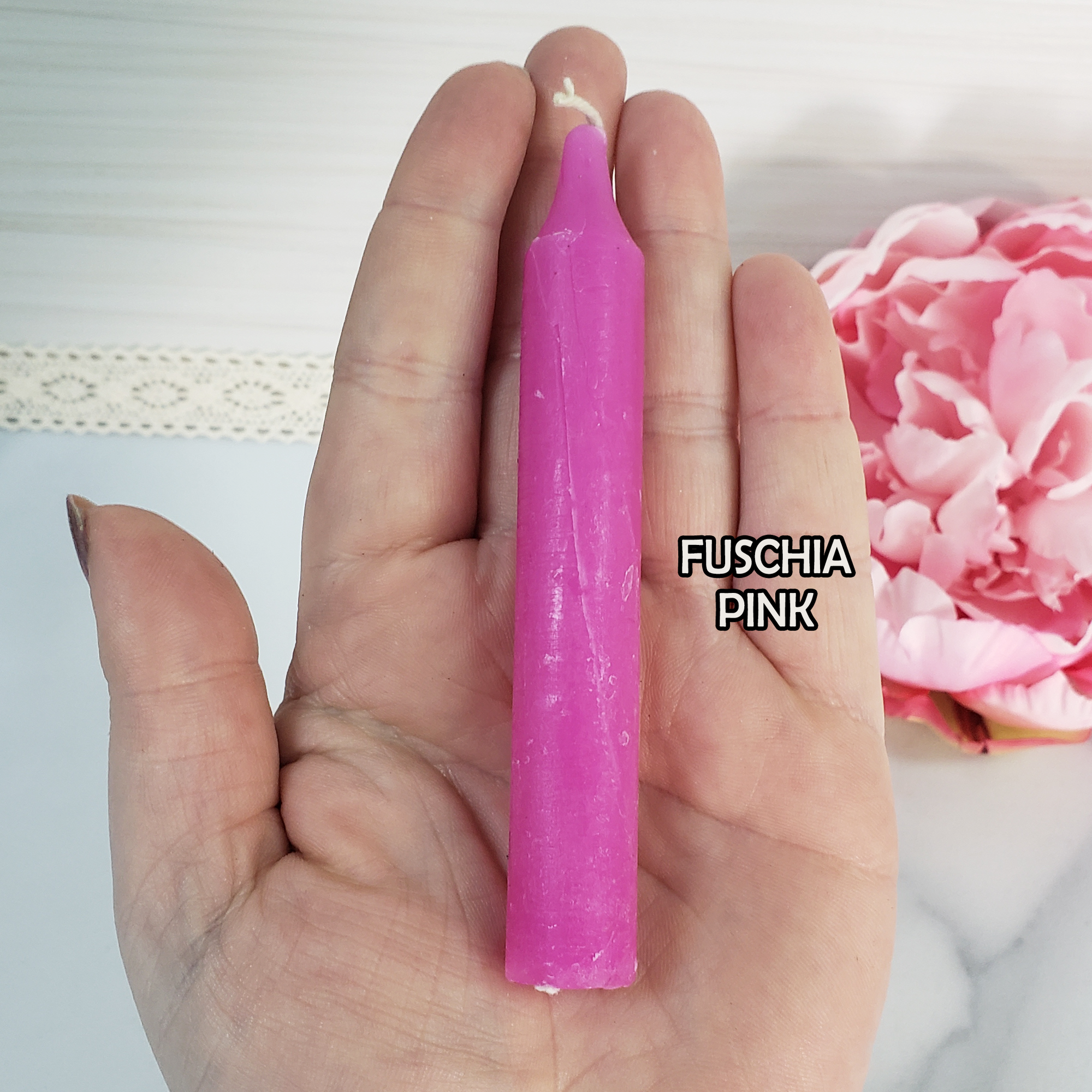 Colorful Paraffin Wax Chime Candle for Candle Magic &amp; Rituals | Choose Your Color - Pink Candle