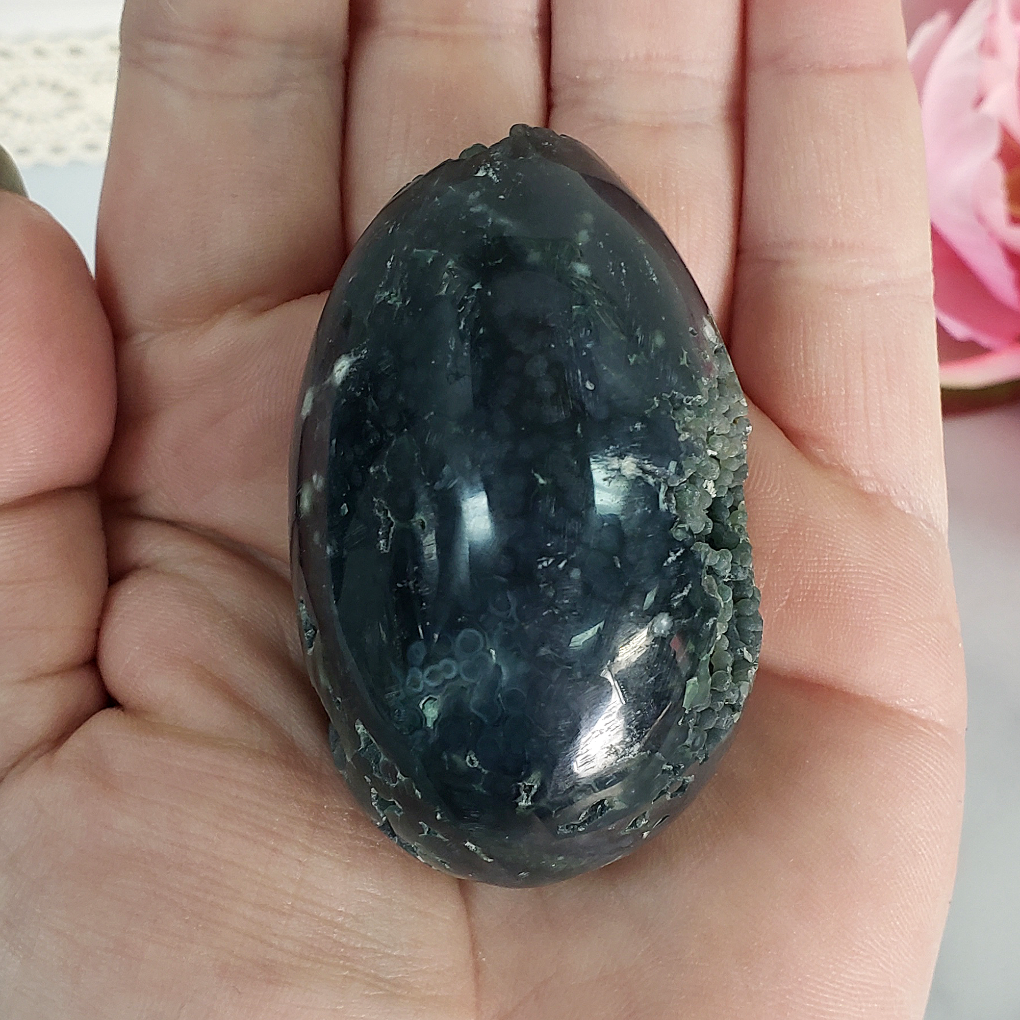 Unique Grape Agate Botryoidal Chalcedony Natural Crystal Cluster Semi-Polished Egg | Valiant - 3