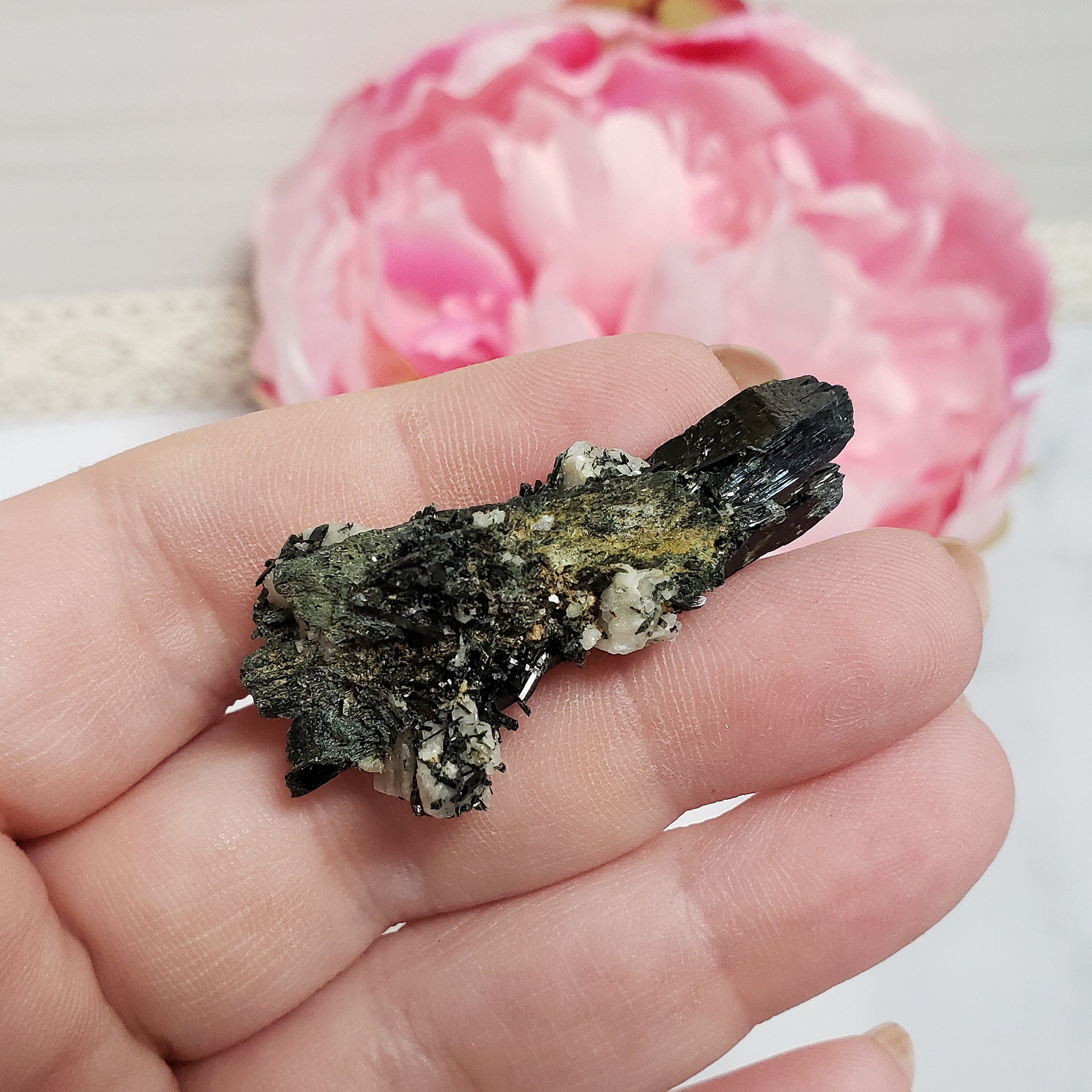 Unique Aegirine Crystal in Feldspar Natural Mineral Formation | Valor - 4