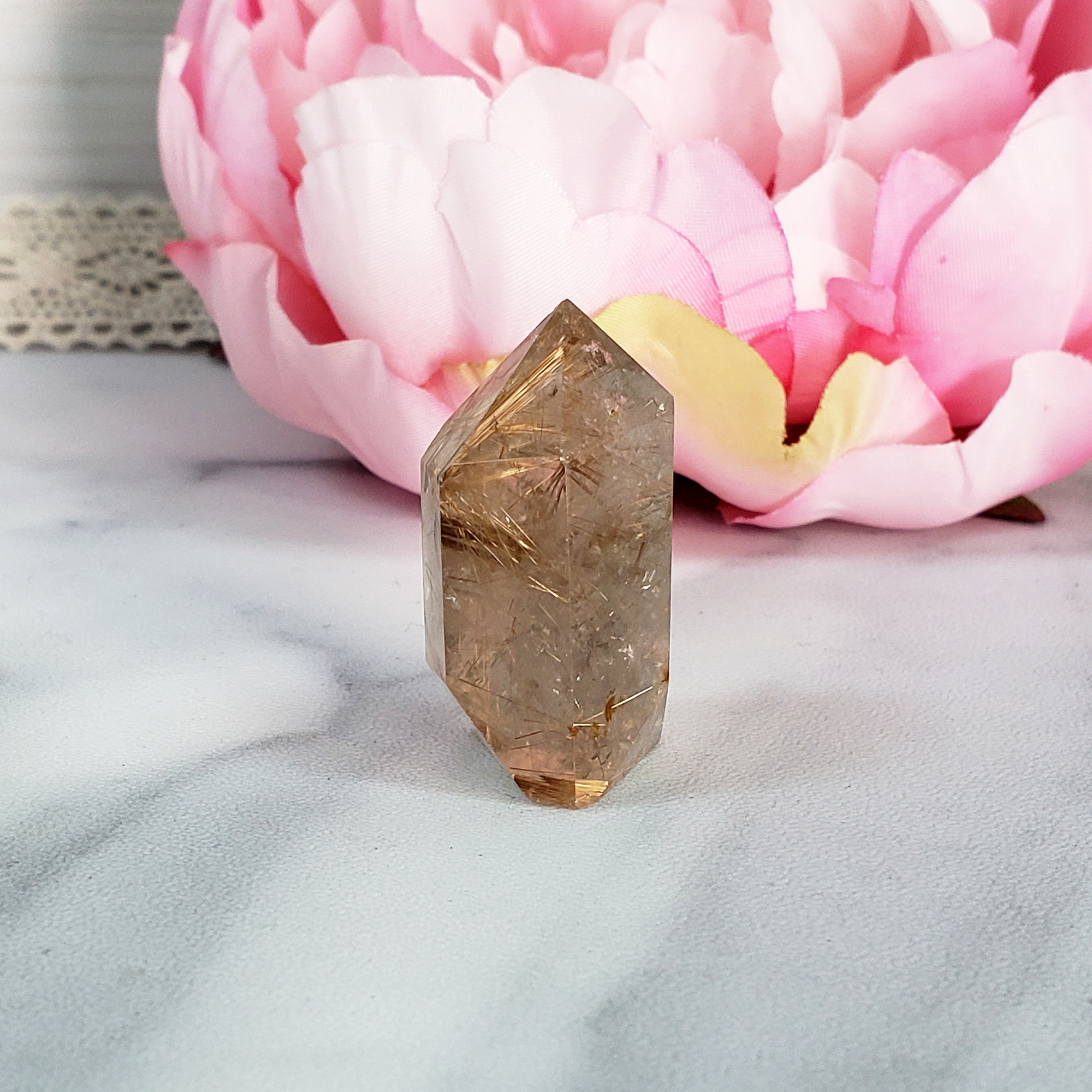 Unique Rutilated Quartz Crystal Tower Natural Gemstone Point | Venus - 7