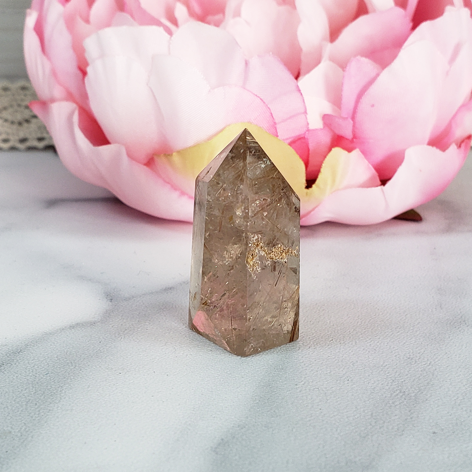 Unique Rutilated Quartz Crystal Tower Natural Gemstone Point | Venus - 8