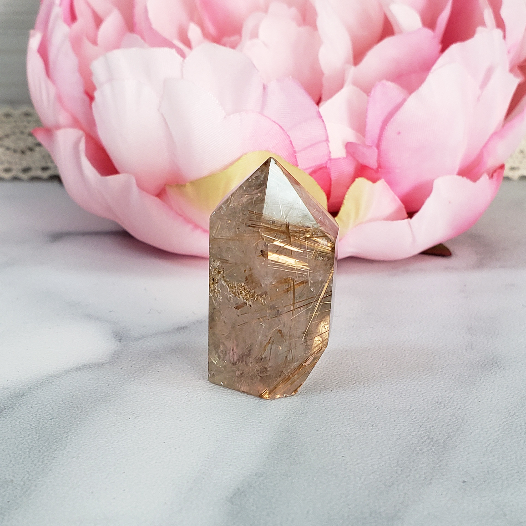 Unique Rutilated Quartz Crystal Tower Natural Gemstone Point | Venus