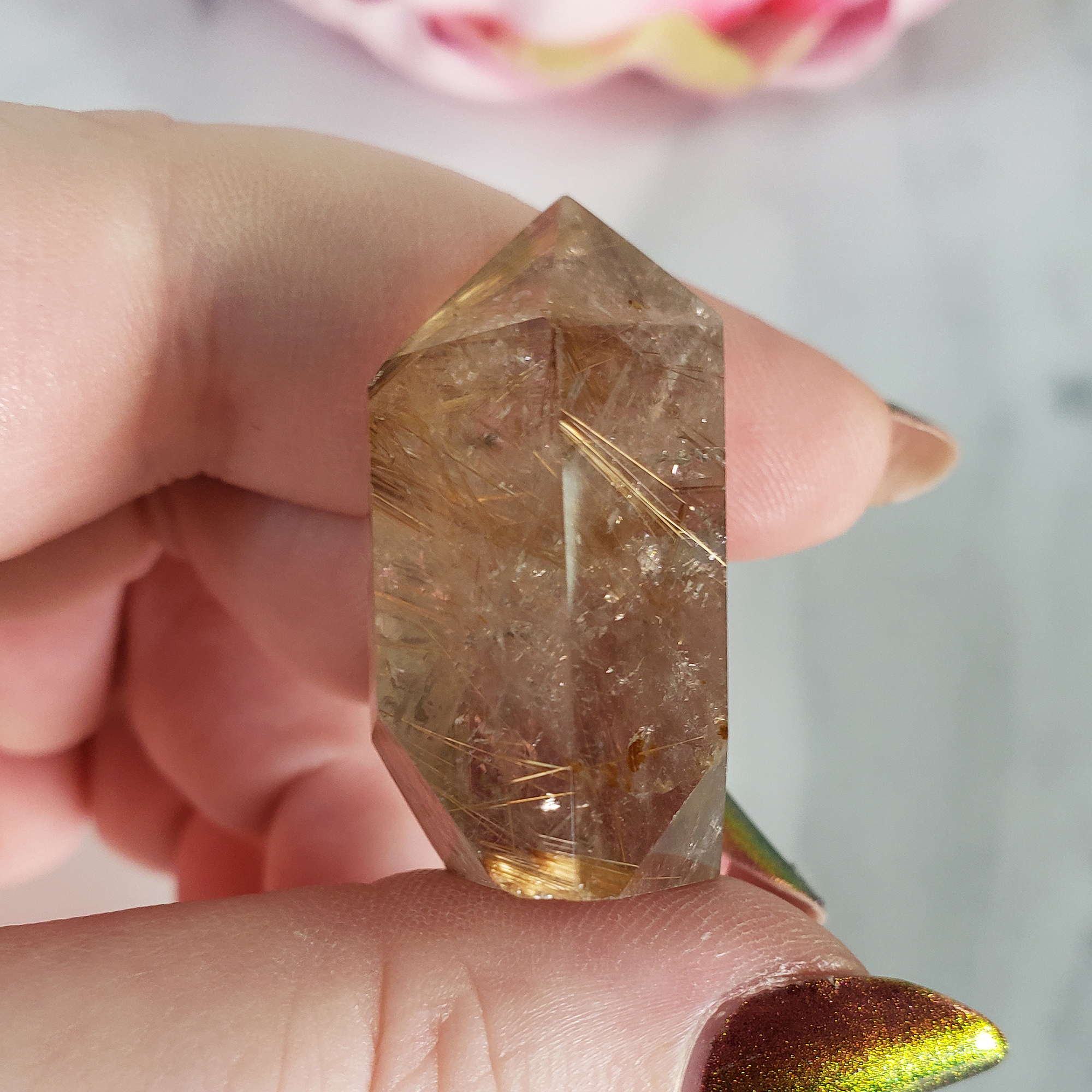 Unique Rutilated Quartz Crystal Tower Natural Gemstone Point | Venus - 4