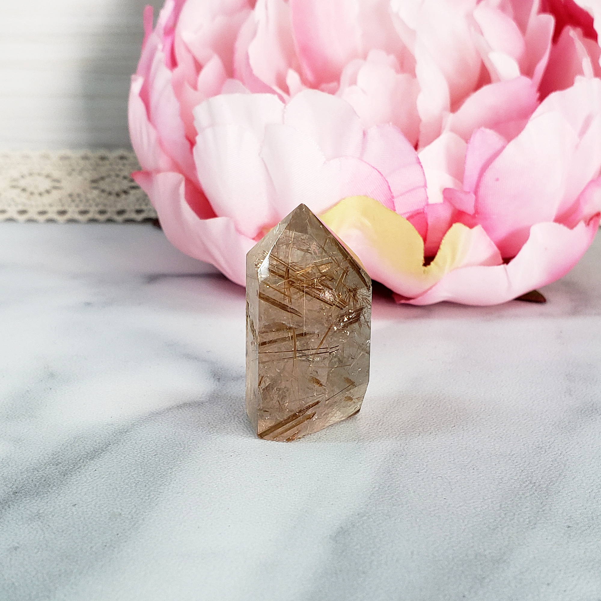 Unique Rutilated Quartz Crystal Tower Natural Gemstone Point | Venus - 7