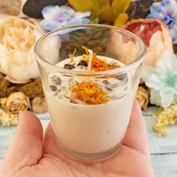 Coconut Soy Wax Handmade Scented Votive Candle & Gem Chips - Strength - Scented with Essential Oils - Decorated with Dried Herbs and Crystal Chips - Bronzite