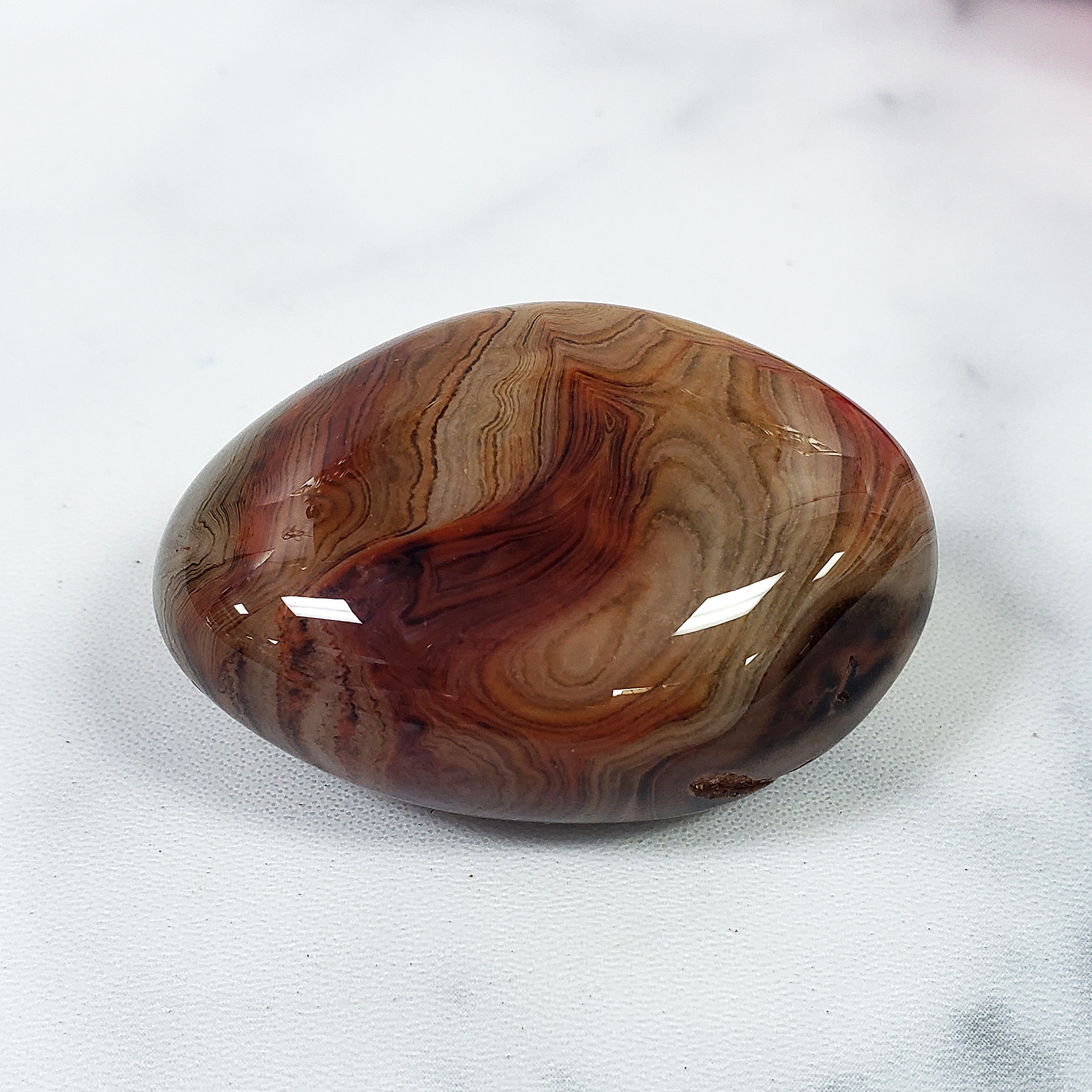 Unique Banded Agate Stone Natural Crystal Freeform Palm Stone | Warlock - 3