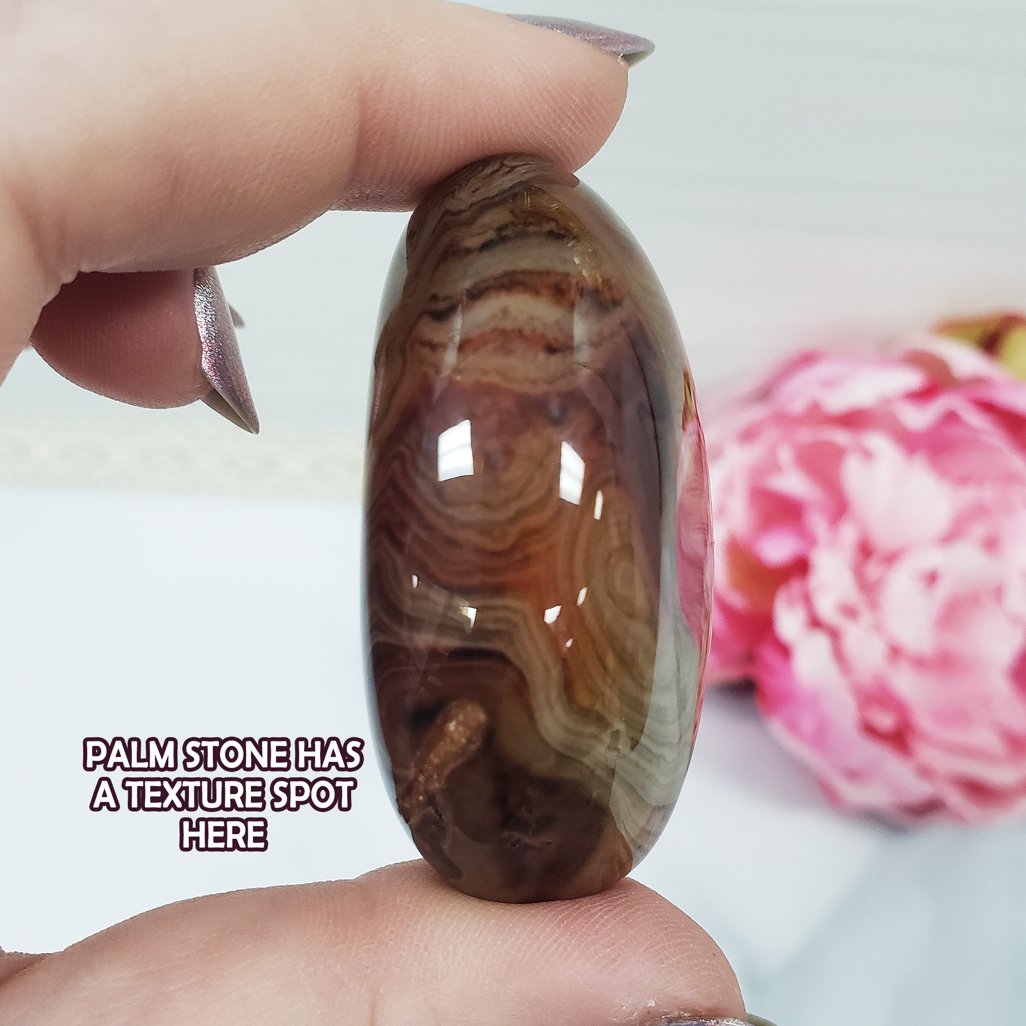 Unique Banded Agate Stone Natural Crystal Freeform Palm Stone | Warlock - 3