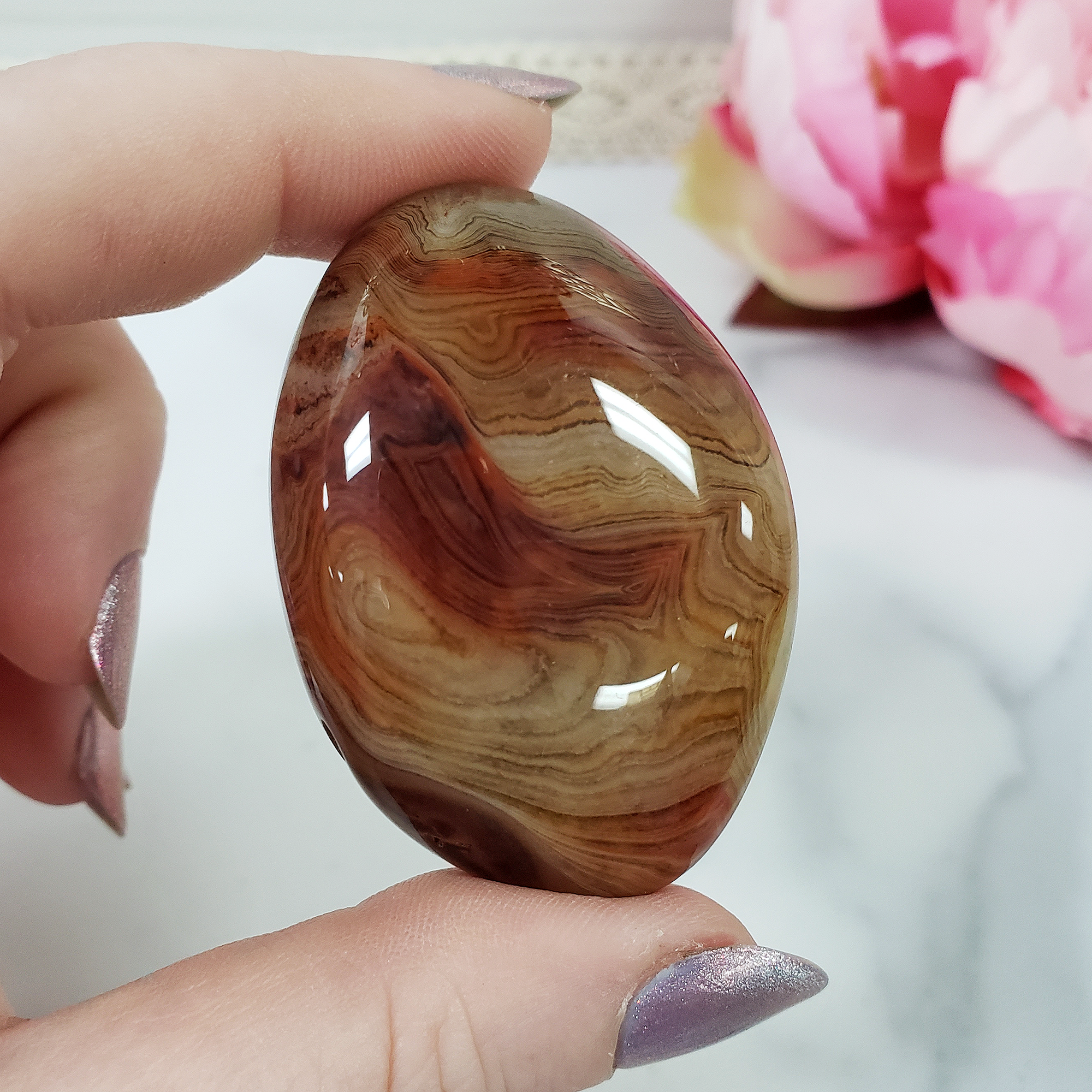 Unique Banded Agate Stone Natural Crystal Freeform Palm Stone | Warlock