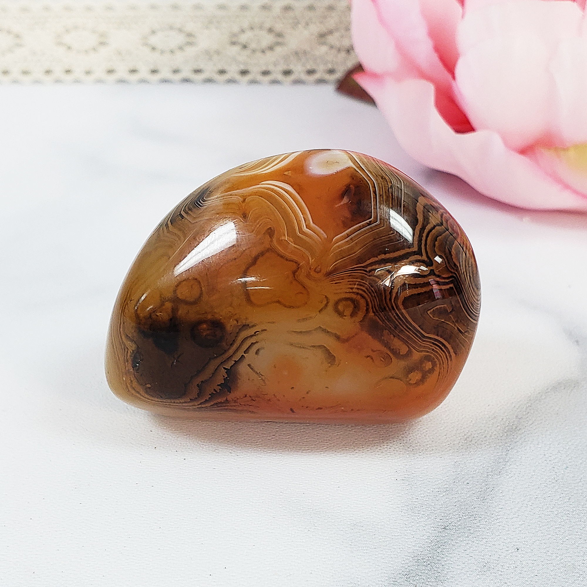 Unique Banded Carnelian Agate Stone Natural Crystal Freeform Palm Stone | Warrior