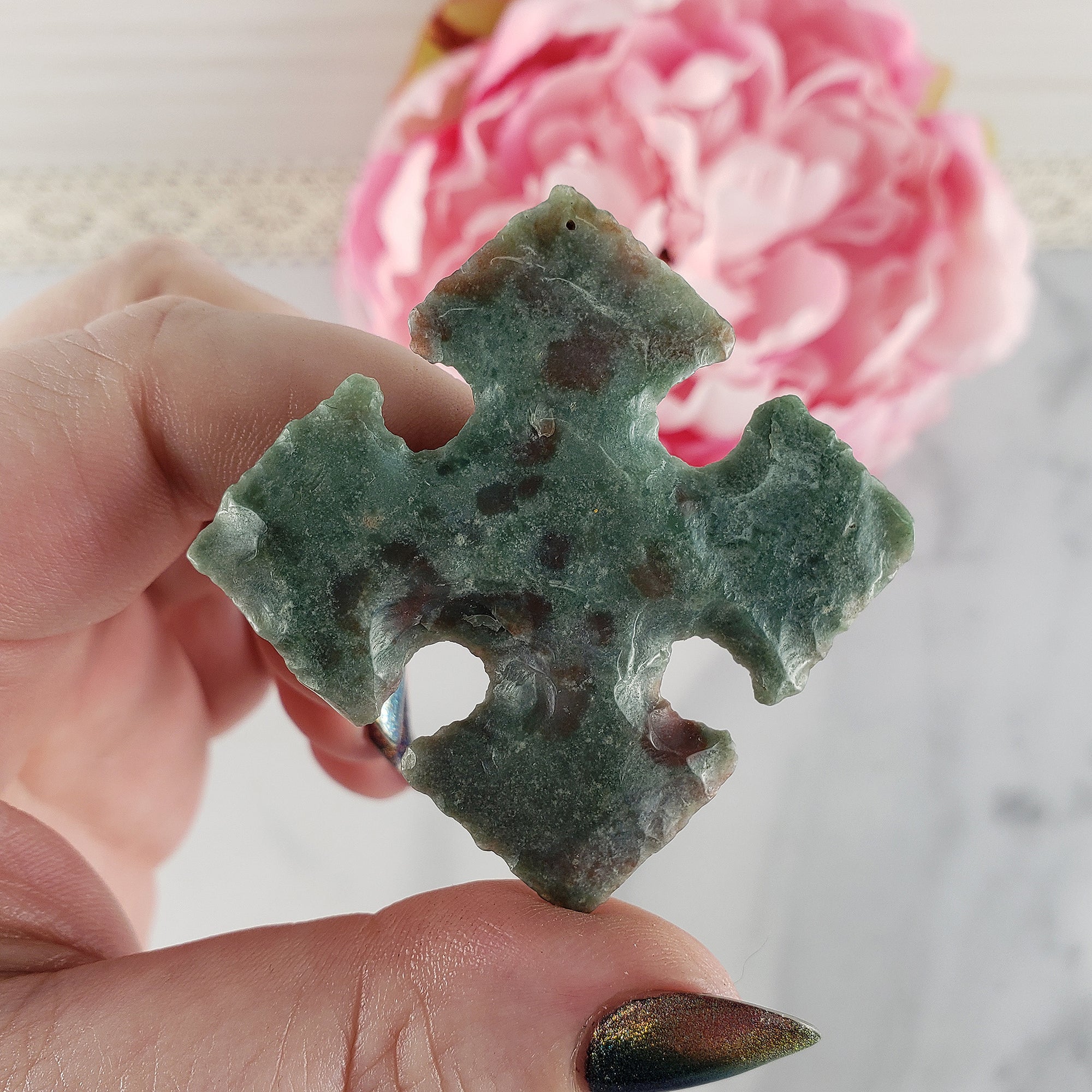 Unique Agate Crystal Carving Natural Gemstone Shape Compass Directions | Wafaring