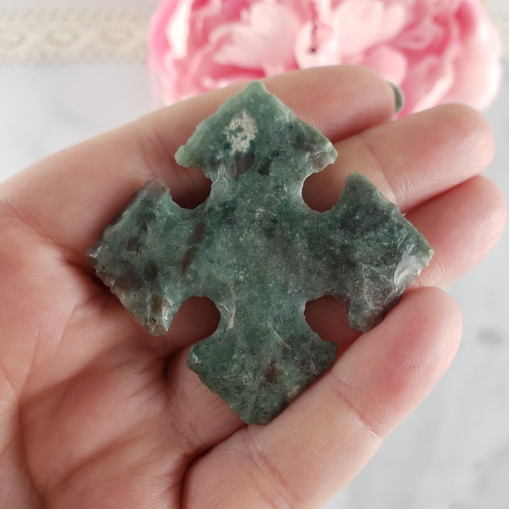 Unique Agate Crystal Carving Natural Gemstone Shape Compass Directions | Wafaring - 2