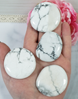 White Howlite Gemstone Natural Crystal Palm Stone Worry Stone Meditation Tool - 2