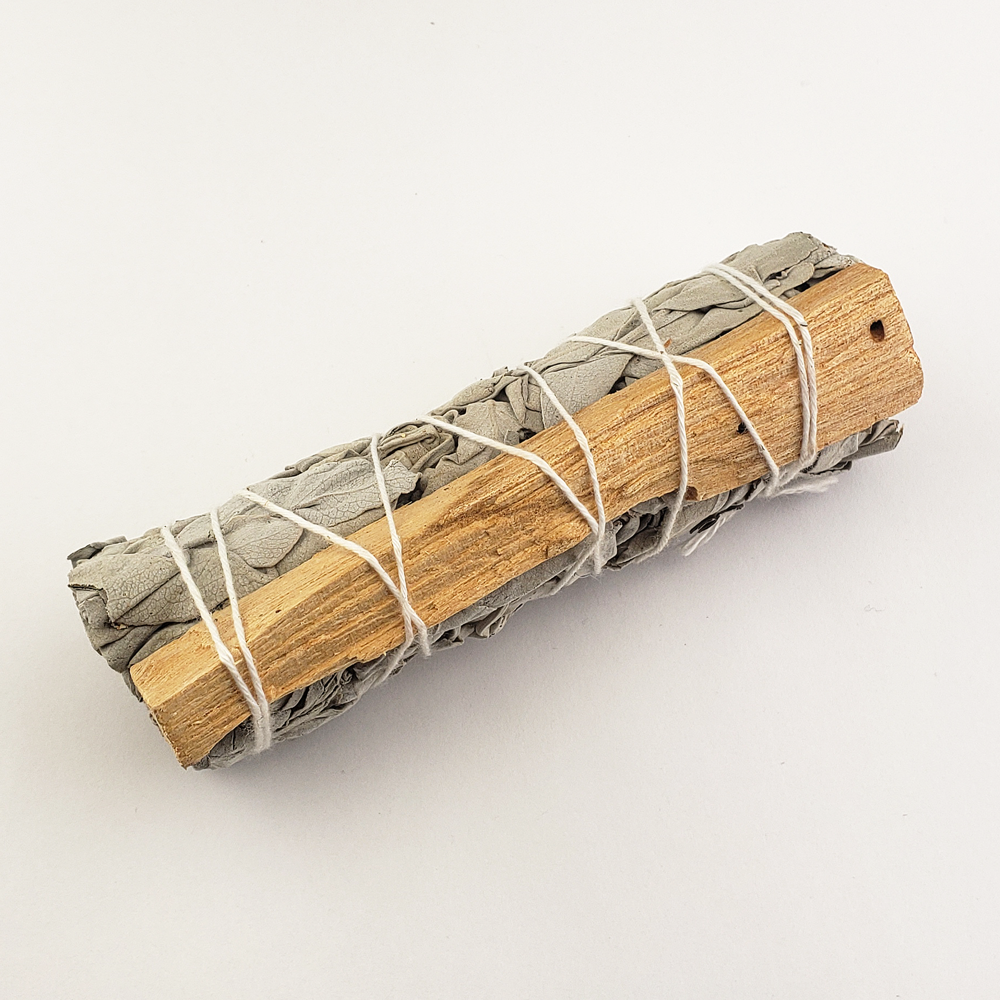 White Sage Smudge Stick with Palo Santo Wood | Smudging Sage for Spiritual Cleansing - White Background