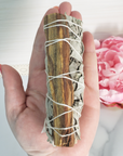 White Sage Smudge Stick with Palo Santo Wood | Smudging Sage for Spiritual Cleansing - In Hand