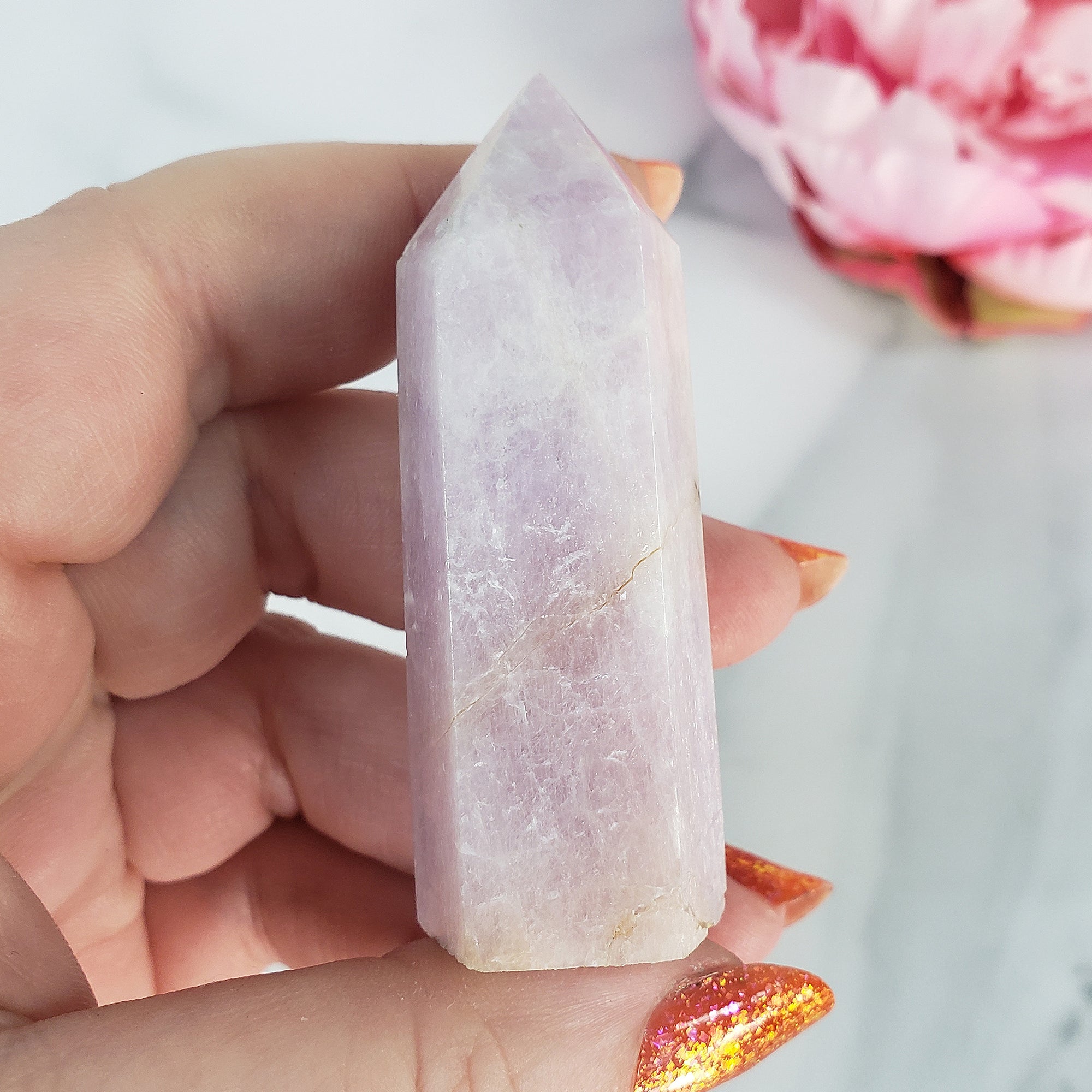 Unique Kunzite Spodumene Crystal Tower Natural Gemstone Point | Wisteria - 4
