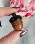 Wooden Acorn Bottle Pendant Perfume Locket for Holding Mementos, Mini Crystals, & Sigils