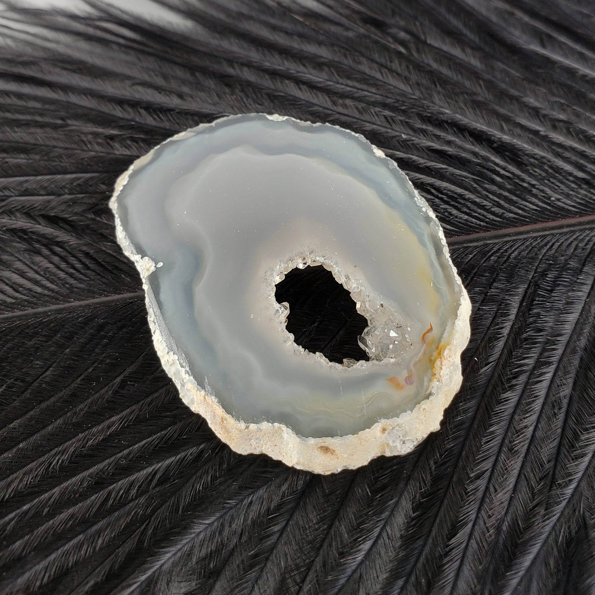 Unique Oco Agate Crystal Slice Natural Druzy Gemstone Window | Wraiths - 3