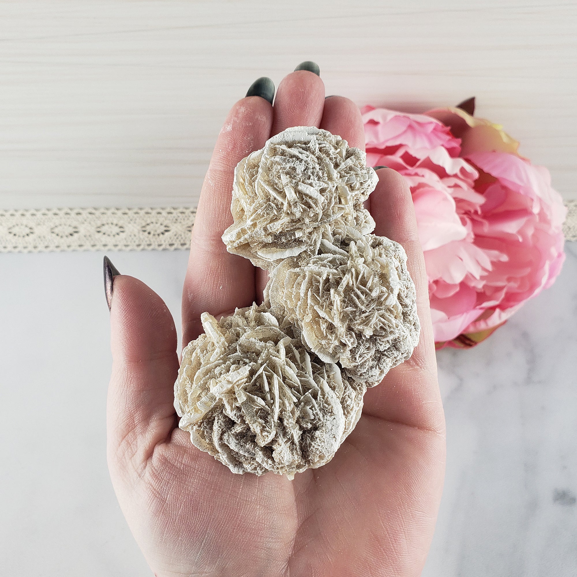 Unique Desert Rose Selenite Crystal Cluster Heat Treated Rough Mineral Formation | Wreath - 1