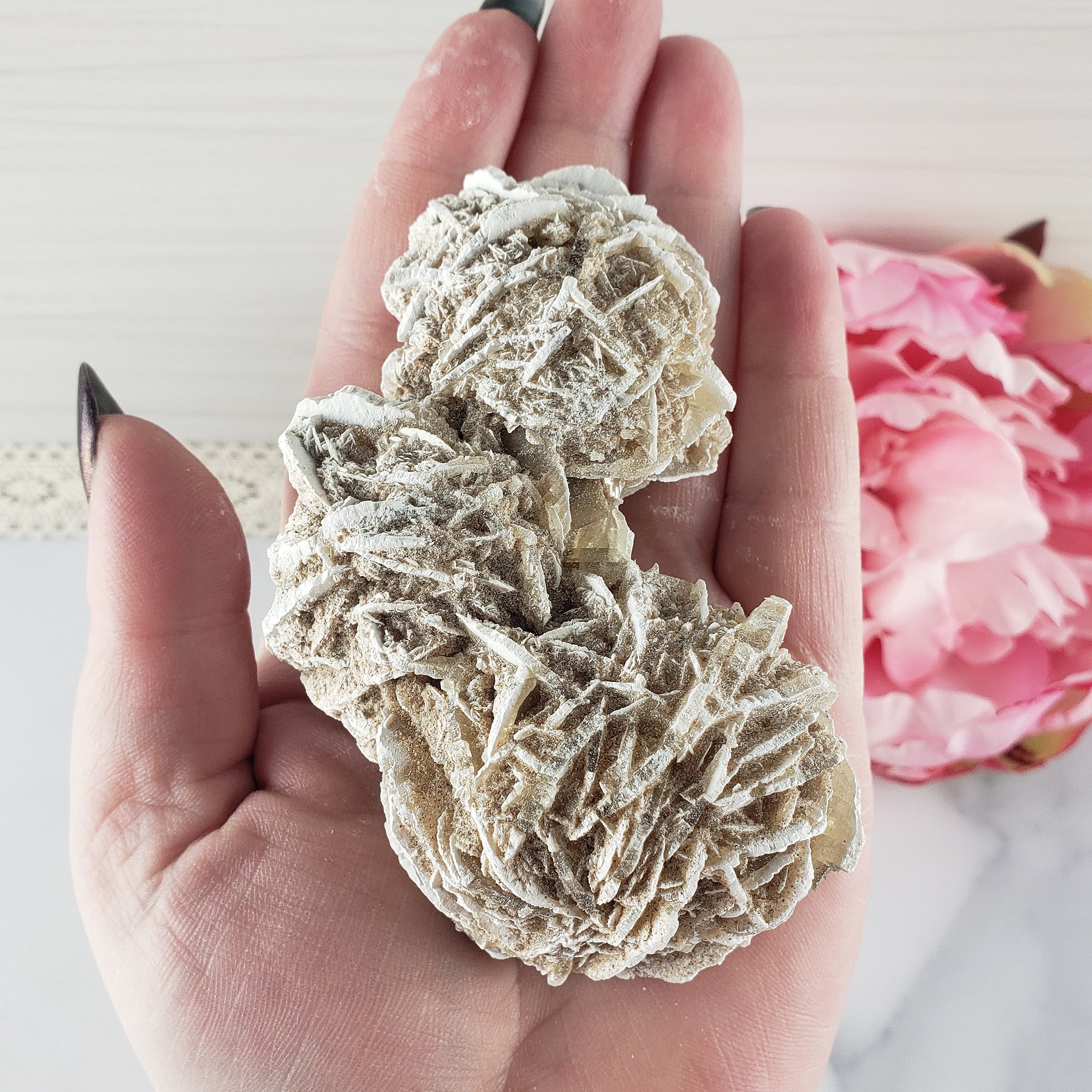 Unique Desert Rose Selenite Crystal Cluster Heat Treated Rough Mineral Formation | Wreath - 6