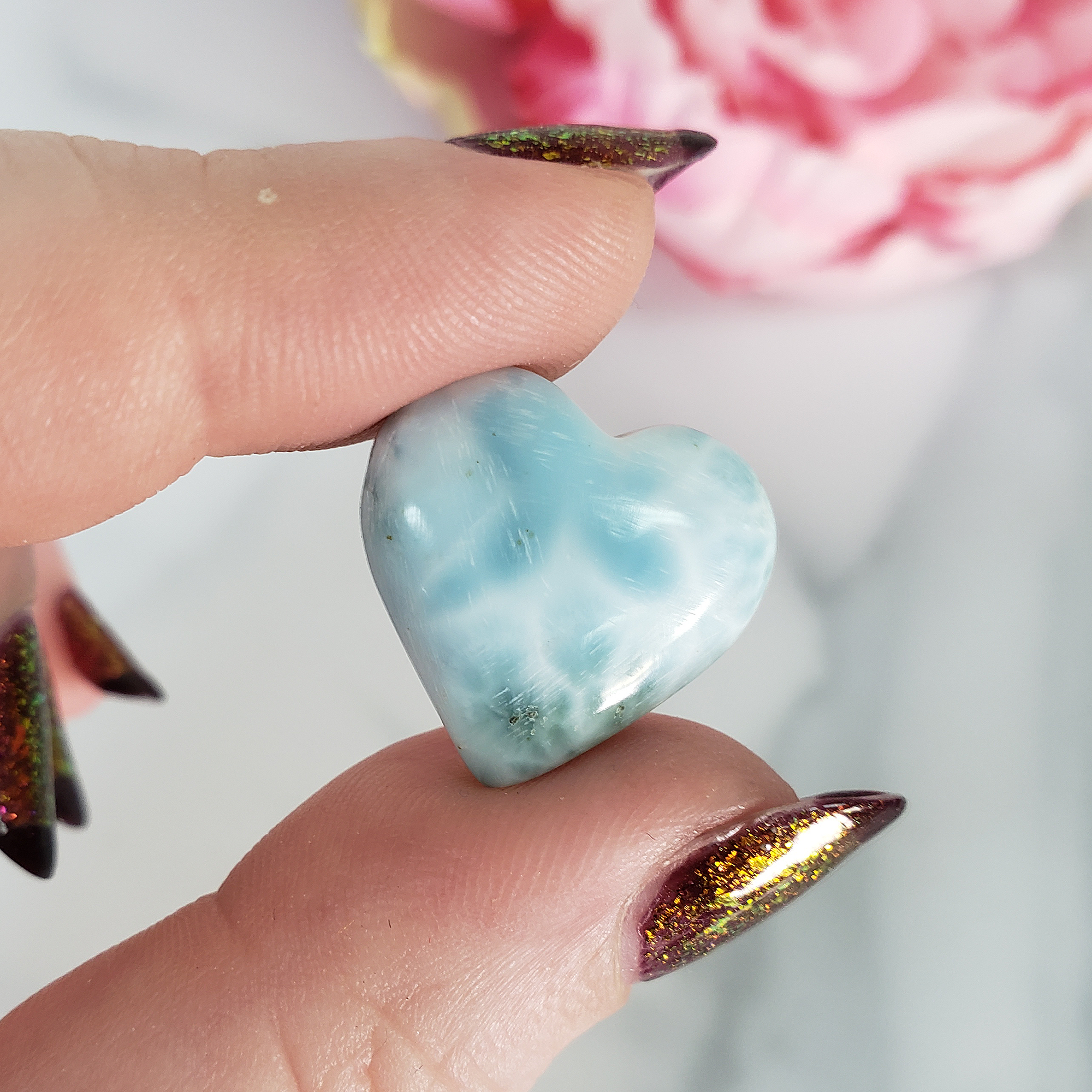 Unique High Quality Larimar Stone Heart Natural Gemstone Cabochon | Wunjo