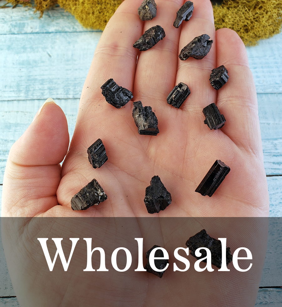 WHOLESALE BULK LOT Black Tourmaline MINI Raw Gemstone - 100 Mini Raw Stones