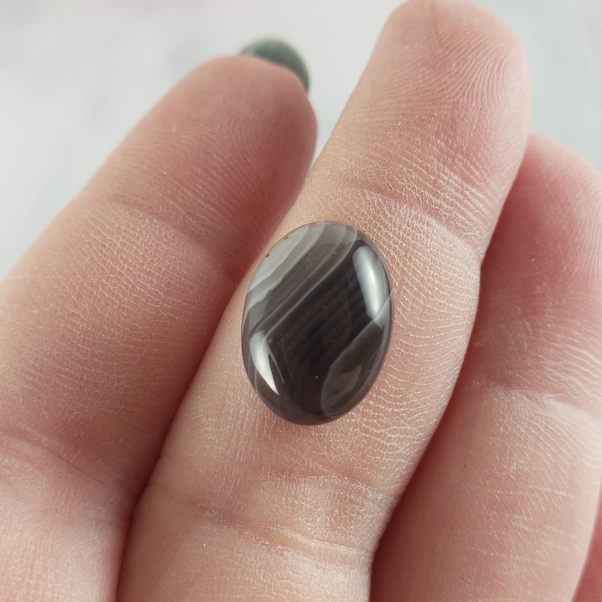 Unique 4.5 Carat Botswana Agate Crystal Cabochon Natural Oval Gemstone Carving | Yasha