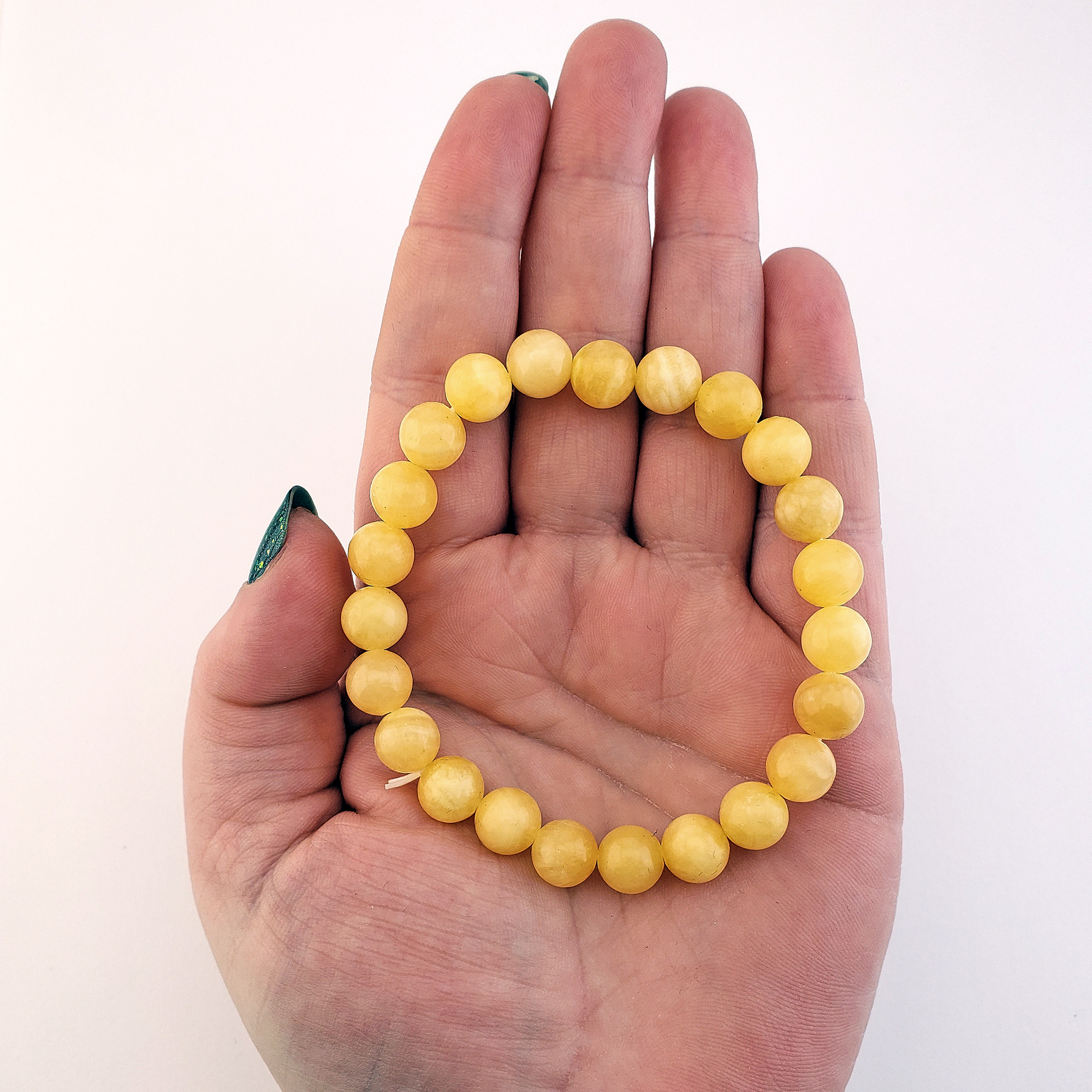 Yellow Calcite Gemstone 8mm Bead Bracelet - In Hand
