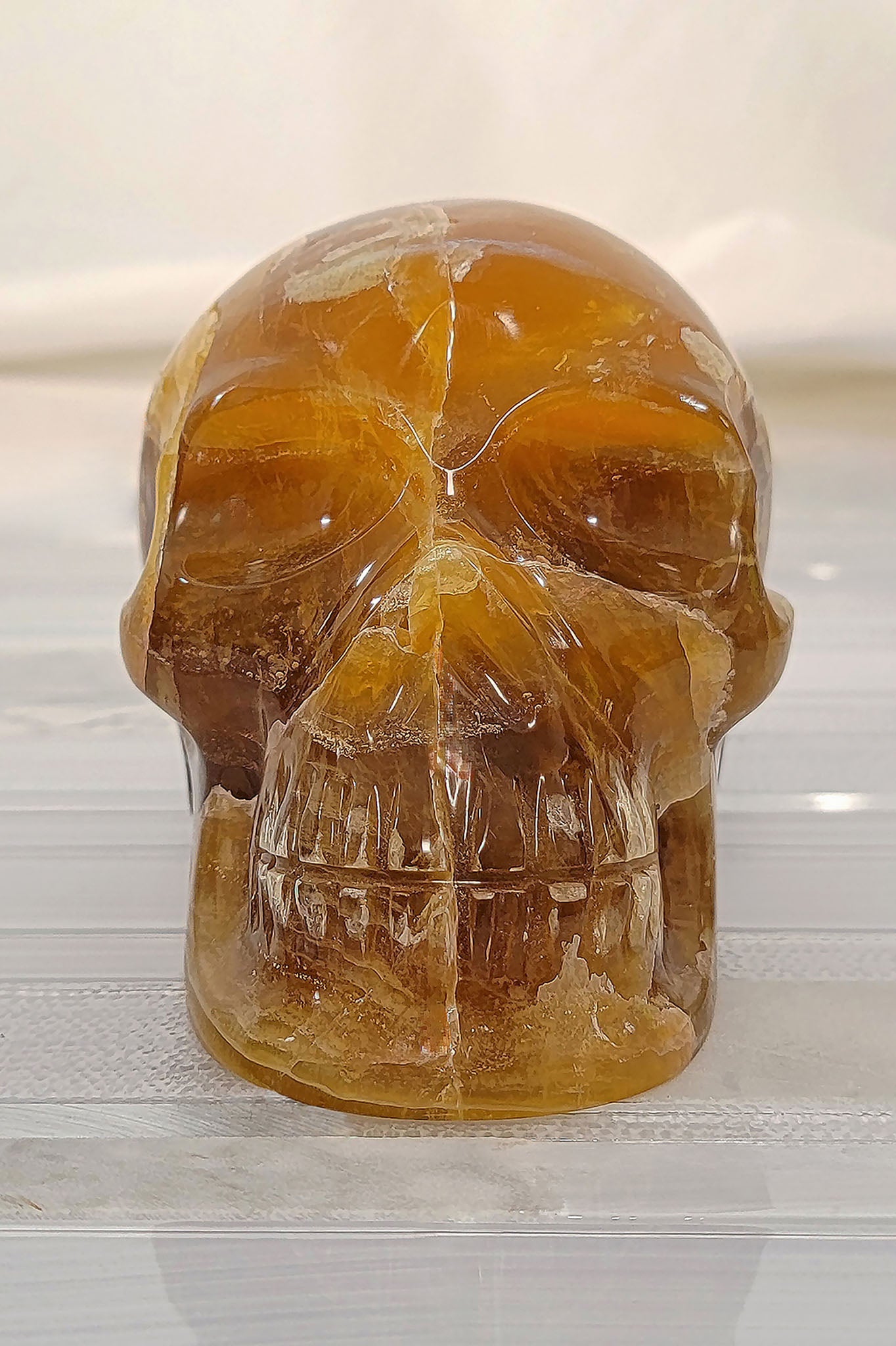 Golden Yellow Fluorite Gemstone Skull