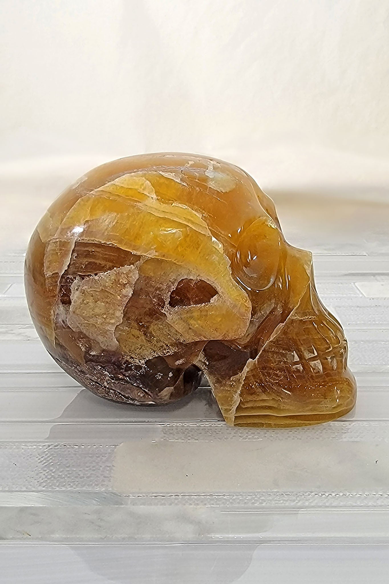 Golden Yellow Fluorite Gemstone Skull