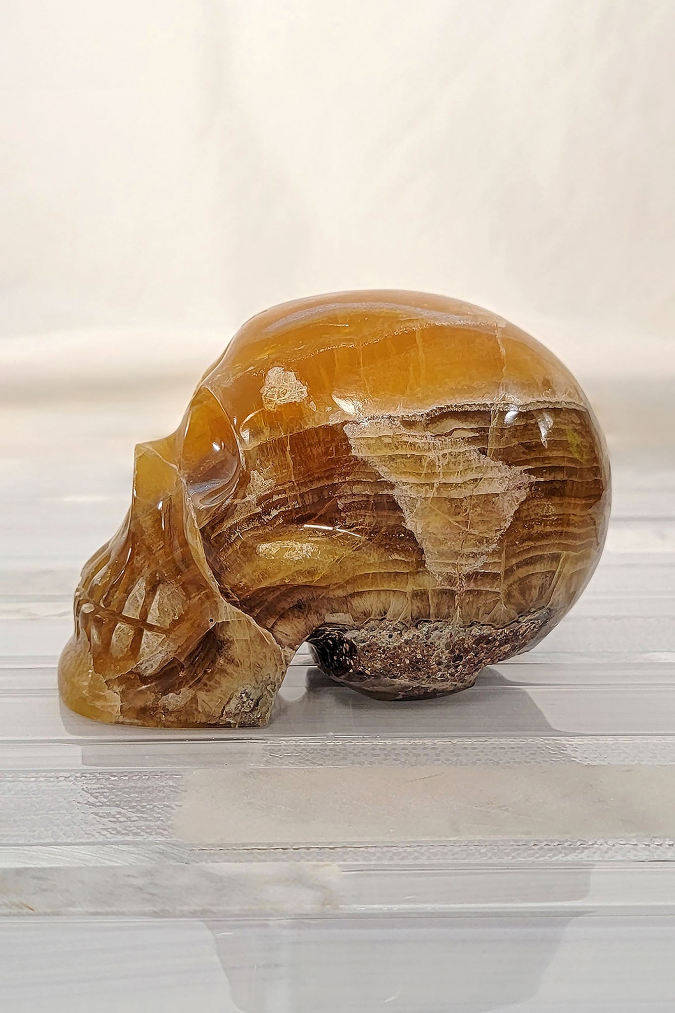 Golden Yellow Fluorite Gemstone Skull