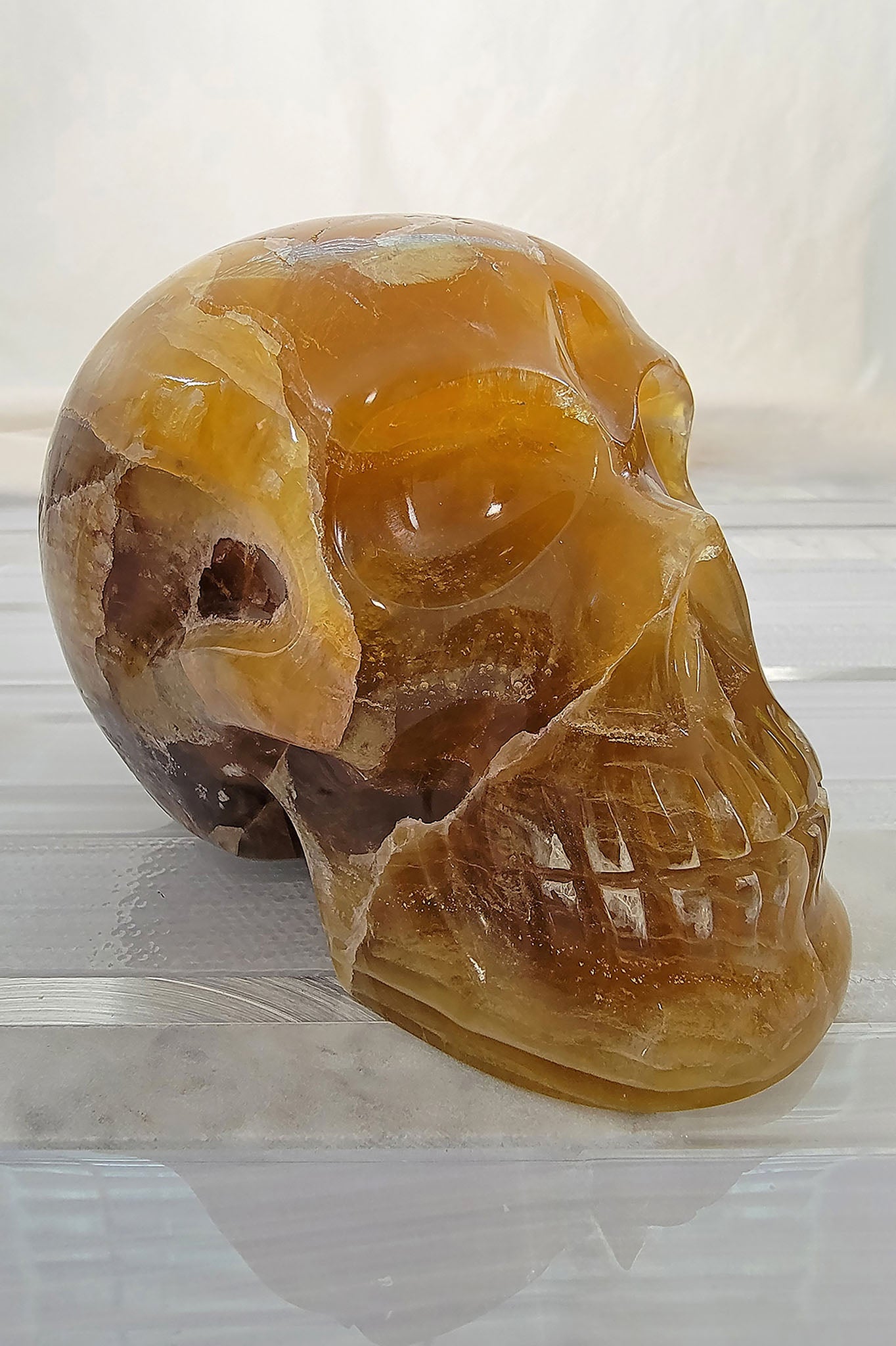 Golden Yellow Fluorite Gemstone Skull