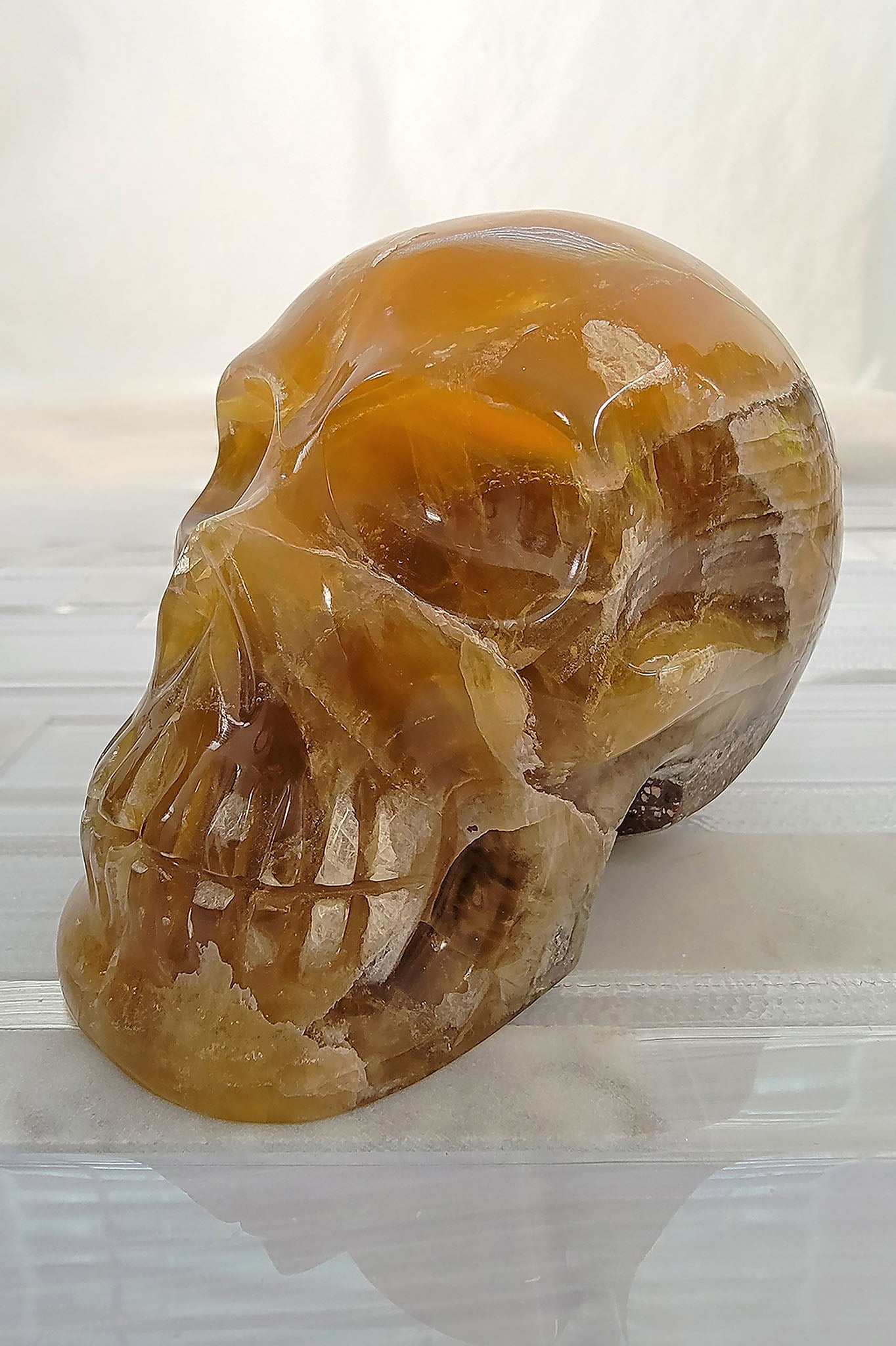 Golden Yellow Fluorite Gemstone Skull