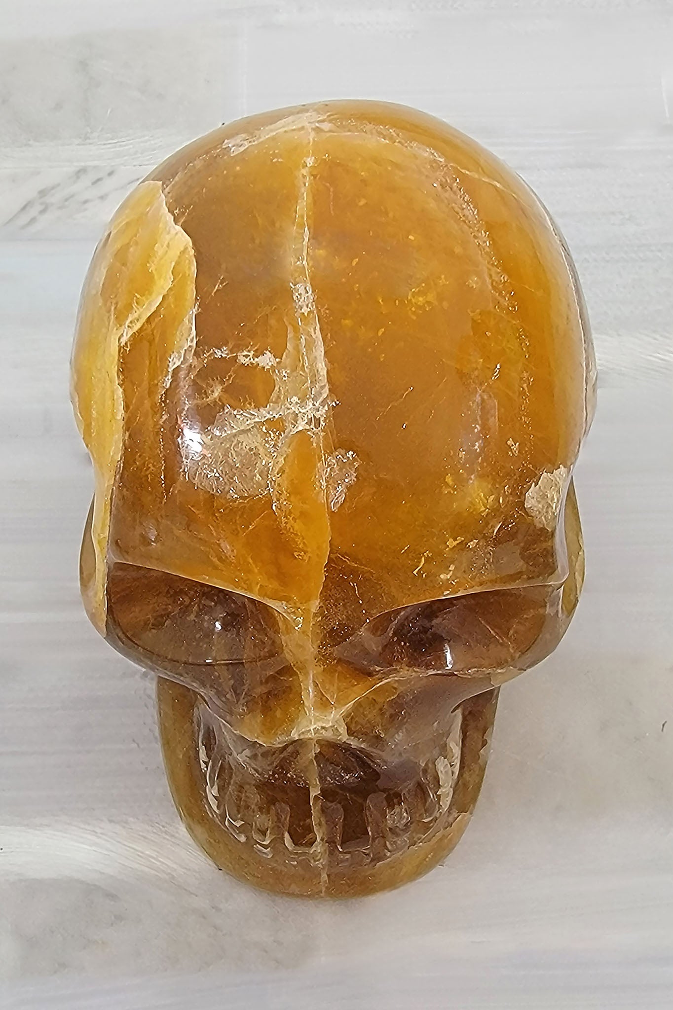 Golden Yellow Fluorite Gemstone Skull