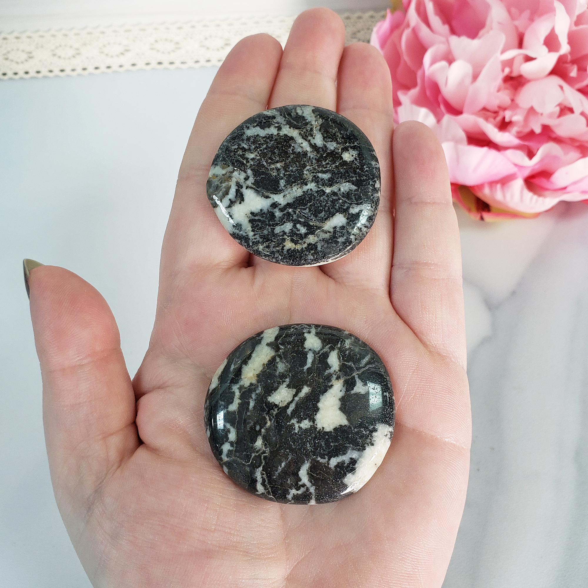 Zebra Jasper Natural Crystal Palm Stone Worry Stone Meditation Tool - 2