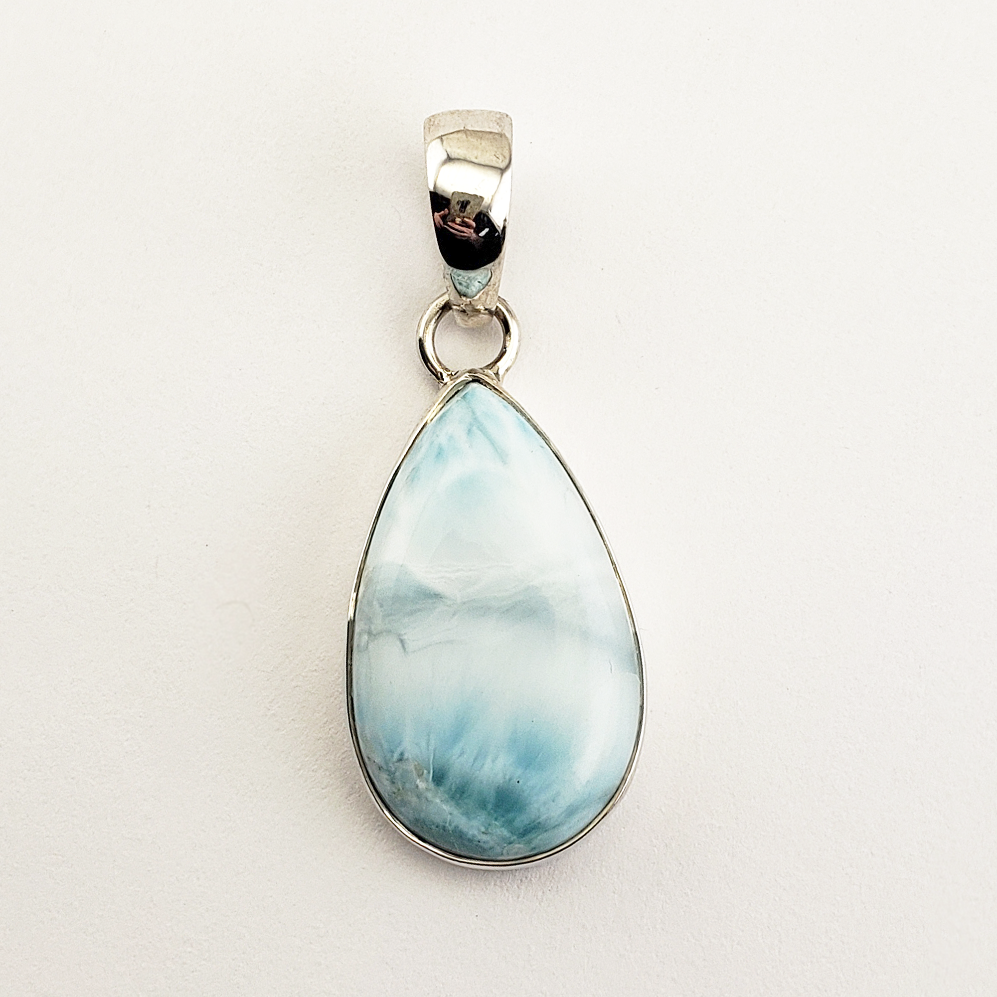 Unique Larimar Stone Natural Crystal 925 Sterling Silver Pendant | Advisor