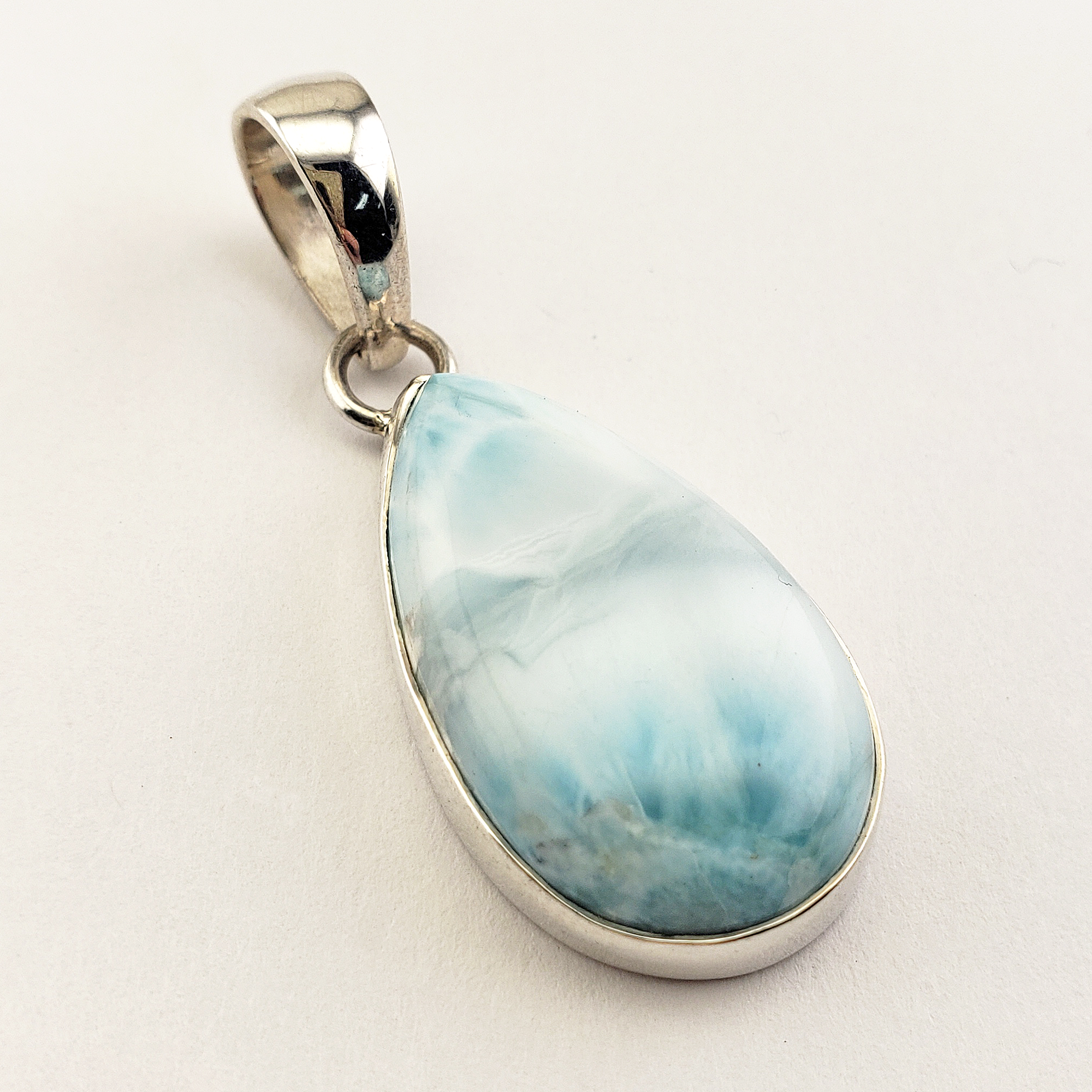 Unique Larimar Stone Natural Crystal 925 Sterling Silver Pendant | Advisor - 2