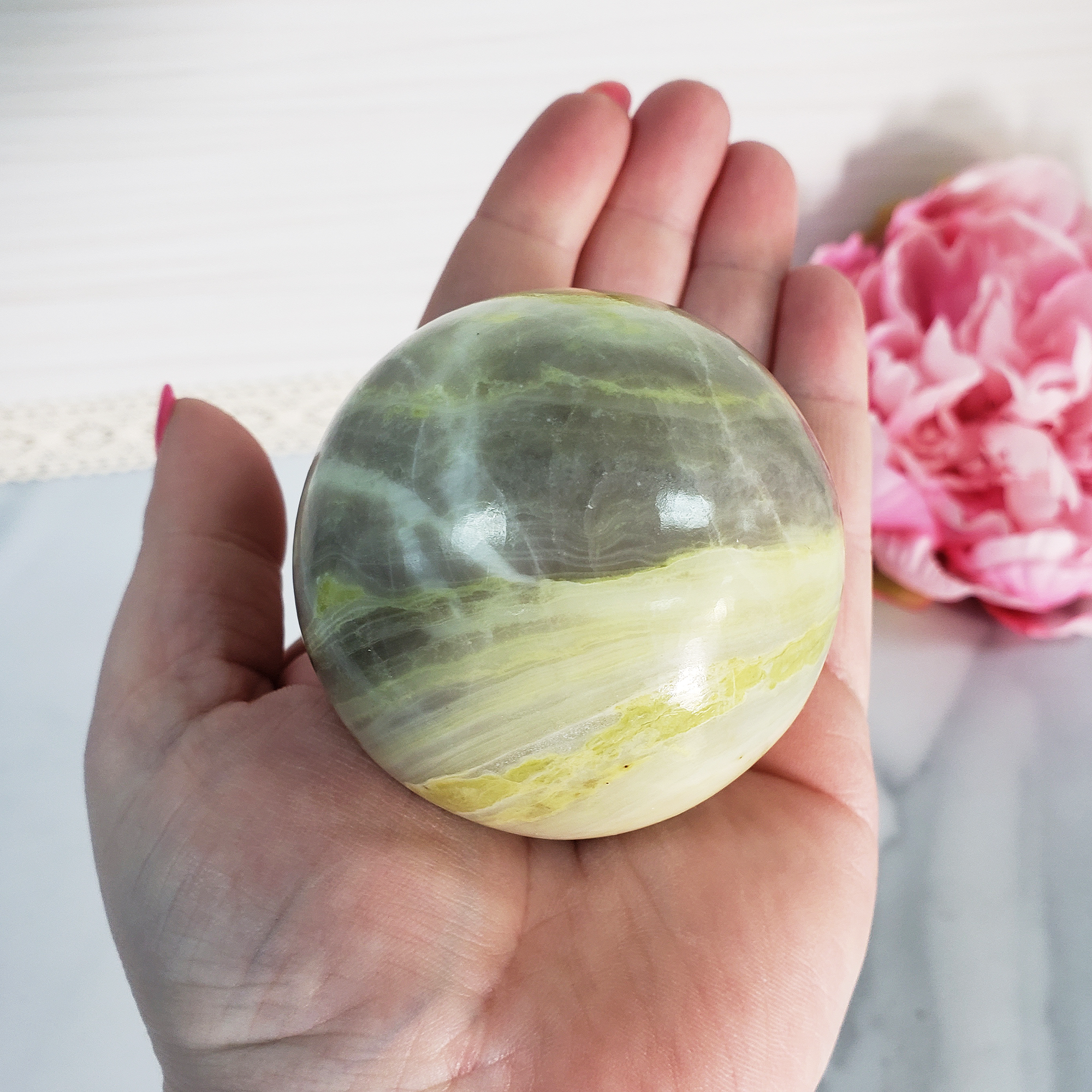 Unique Infinite Serpentine Crystal Sphere Natural Gemstone Orb | 60mm | Affinity - 4