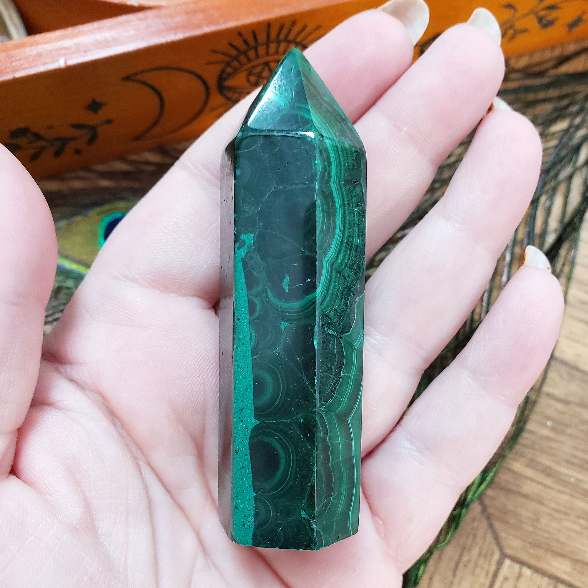 Unique Malachite Stone Natural Crystal Tower Point | Ahau - 2