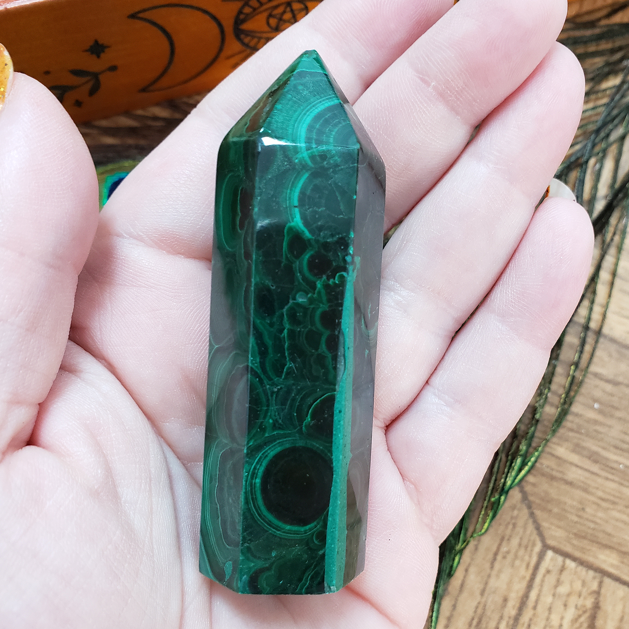 Unique Malachite Stone Natural Crystal Tower Point | Ahau - 3