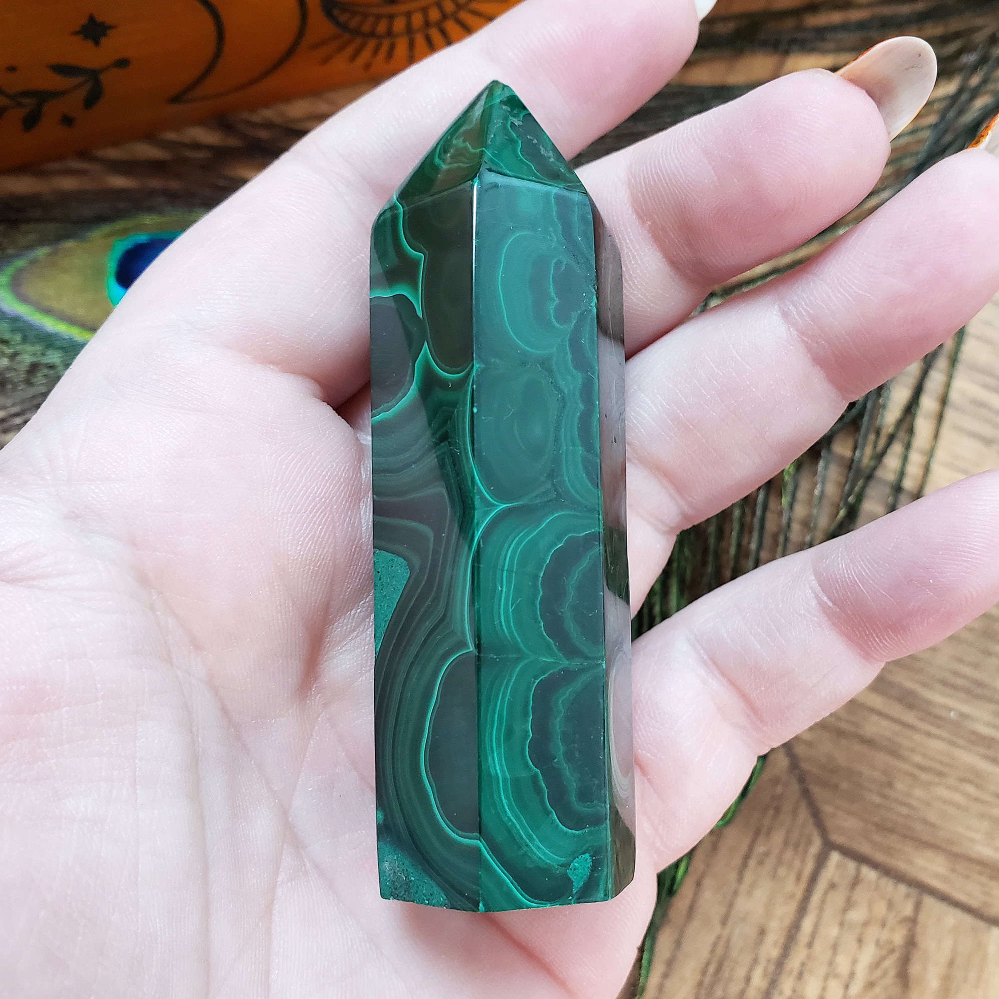 Unique Malachite Stone Natural Crystal Tower Point | Ahau - 4