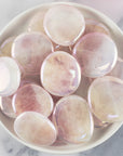 Angel Aura Rose Quartz Crystal Titanium Aura Coated Palm Stone for Meditation