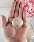 Angel Aura Rose Quartz Crystal Titanium Aura Coated Palm Stone for Meditation - Heart Chakra Stone 1