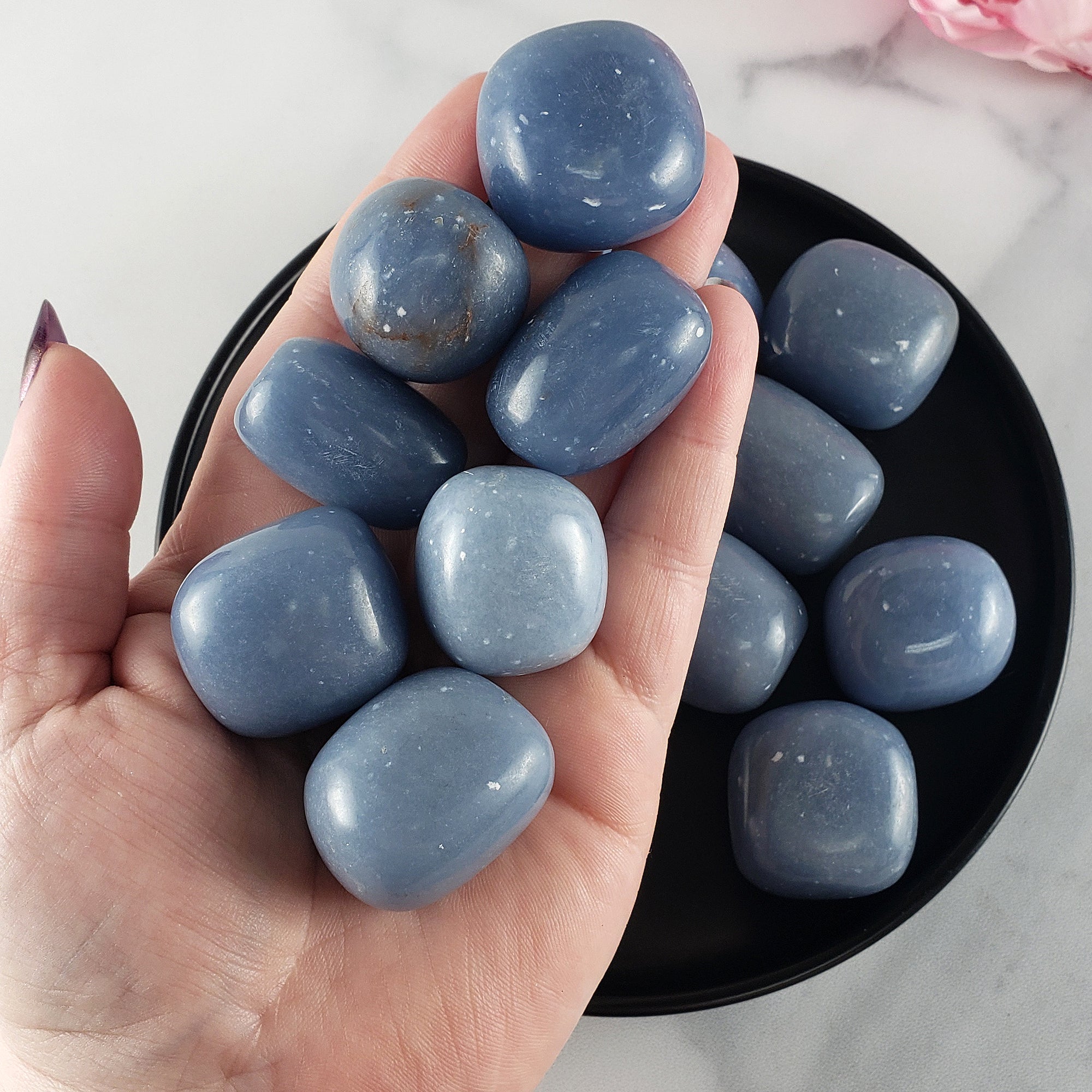 Anhydrite Angelite Crystal Natural Gemstone Tumbled Stone | Large Crystals