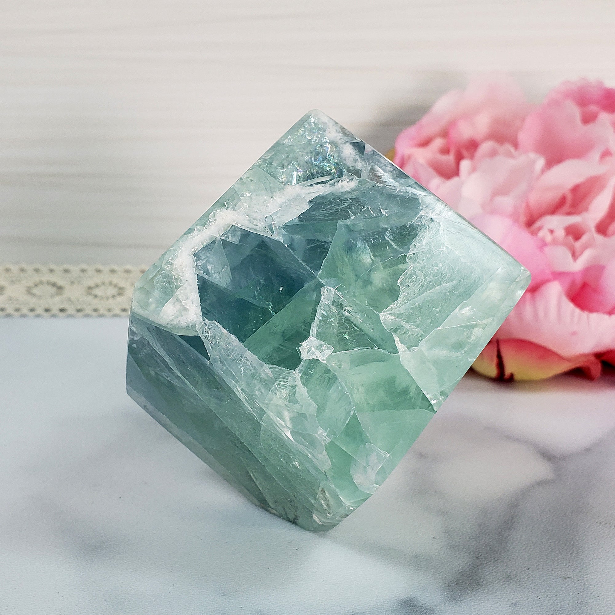 Unique Blue-Green Fluorite Crystal Cube Natural Gemstone | Anima - 5