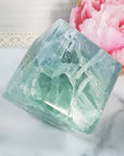 Unique Blue-Green Fluorite Crystal Cube Natural Gemstone | Anima
