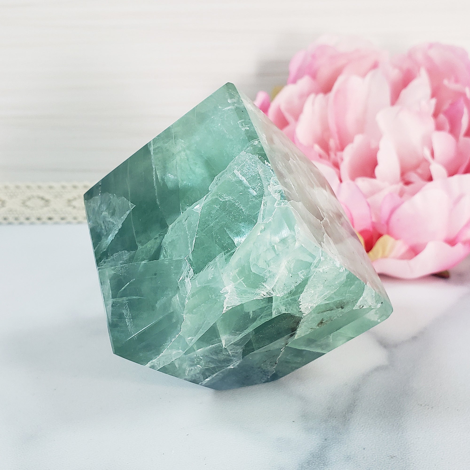 Unique Blue-Green Fluorite Crystal Cube Natural Gemstone | Animus - 7