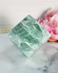 Unique Green Fluorite Crystal Cube Natural Gemstone - Aqua