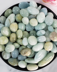 Aquamarine Blue & Green Beryl Natural Crystal Tumbled Stone | Multiple Sizes