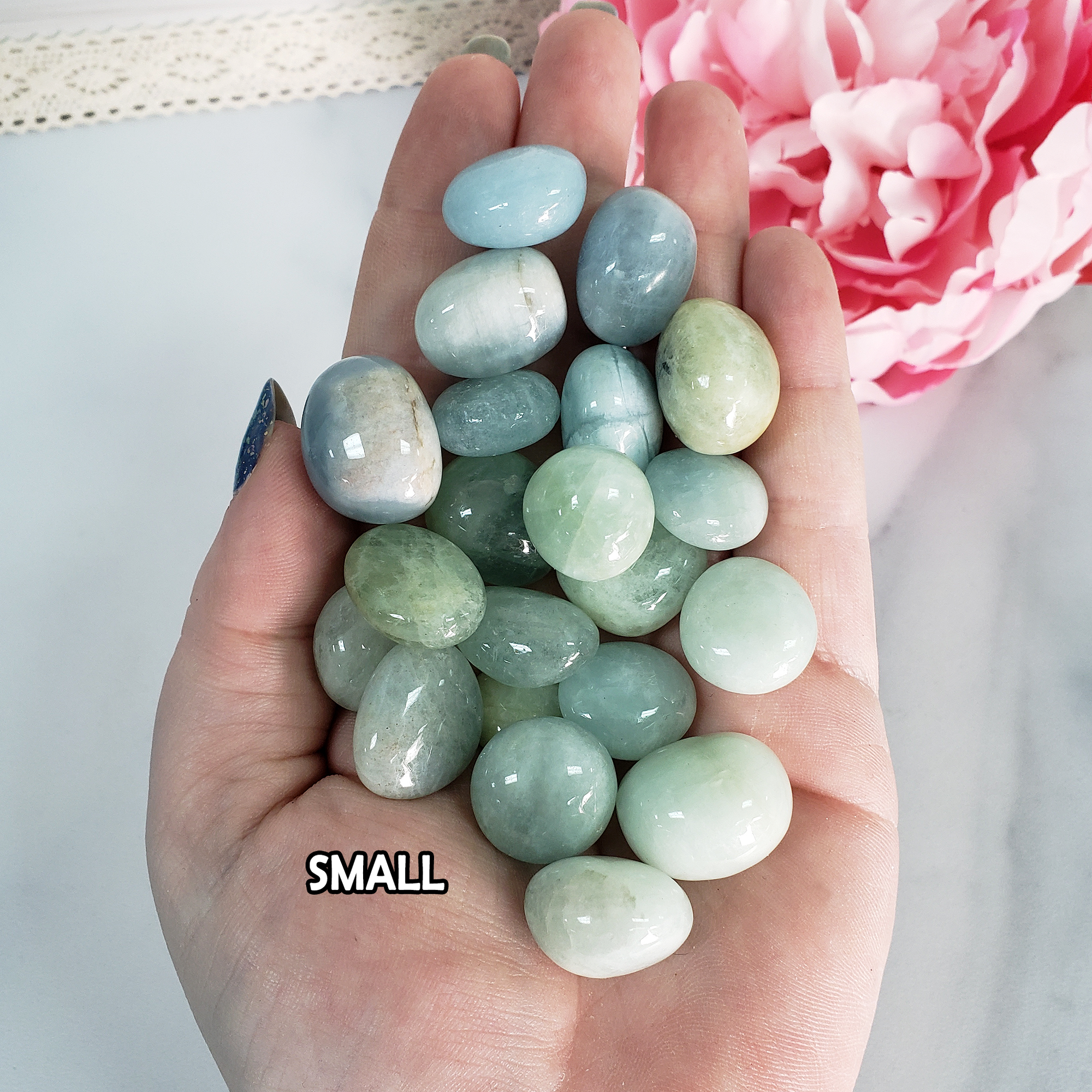 Aquamarine Blue & Green Beryl Natural Crystal Tumbled Stone | Multiple Sizes - 2